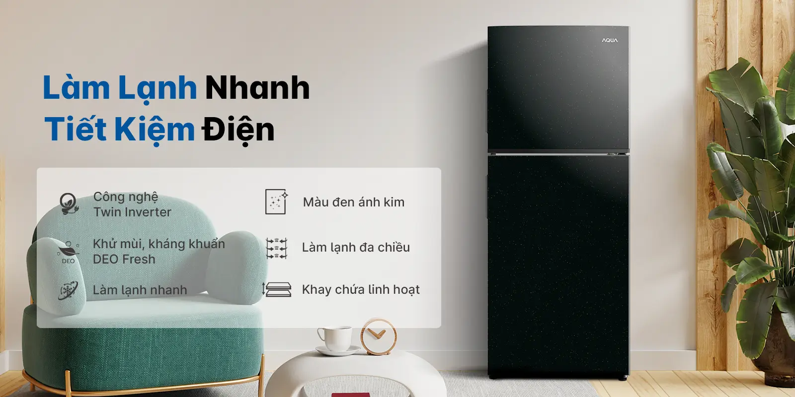 Tủ lạnh Aqua Inverter 189L AQR-T220FA(FB)